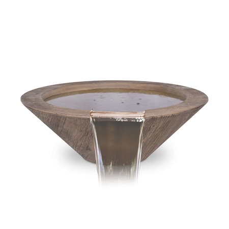 The Outdoor Plus 24 Round Cazo Water Bowl - Wood Grain GFRC Concrete - Oak - OPT-24RWGWO-OAK